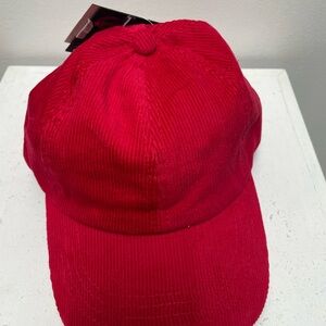 C.C. Boutique Vibrant Red Corduroy Ponytail Hat
